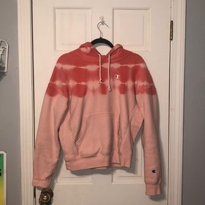 Pink tie-dyed champion hoodie